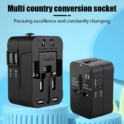 Universal Travel Adapter EU UK US AU AC Power Charger Adapter Outlet Converter Socket Plug Adaptor Connector with Dual USB Port