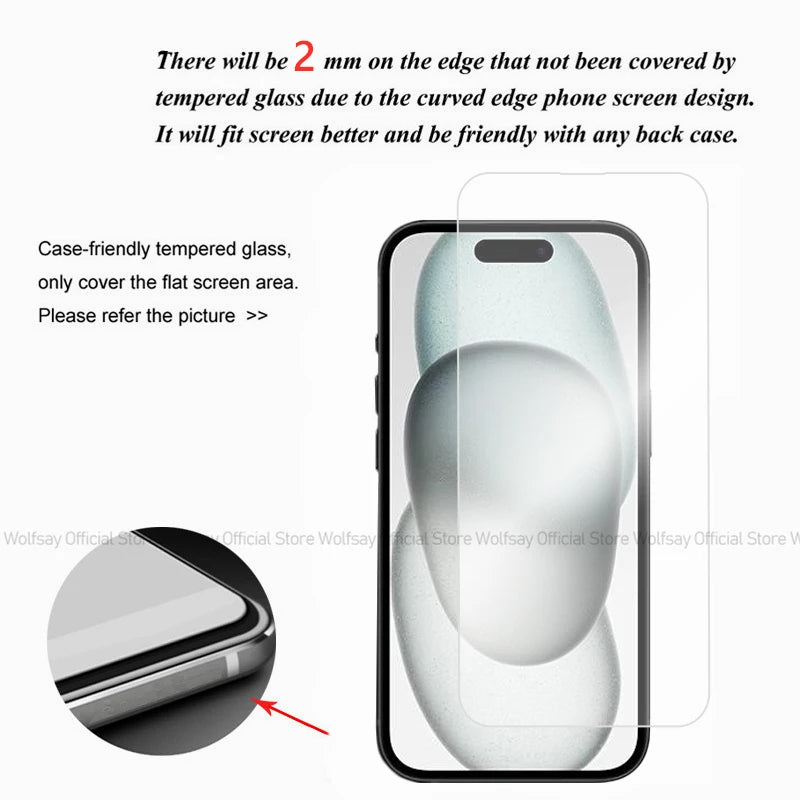 2/4PCS Screen Protector for  16 Tempered Glass for  16 plus 16 Pro Max Full Glue Cover Protector Glass for  16